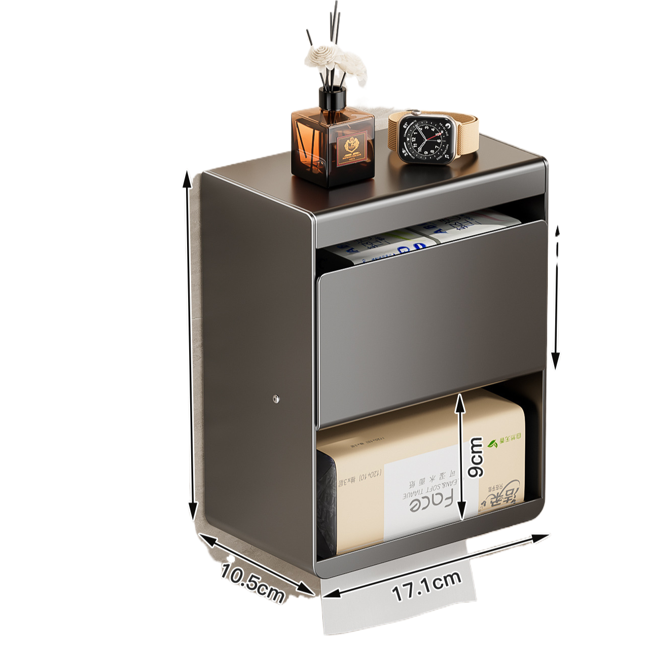 Premium 3-Tier Wall-Mounted Toilet Paper Holder with Storage